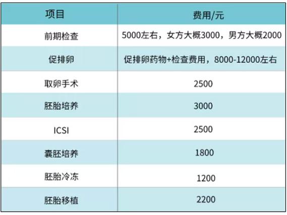 试管婴儿费用