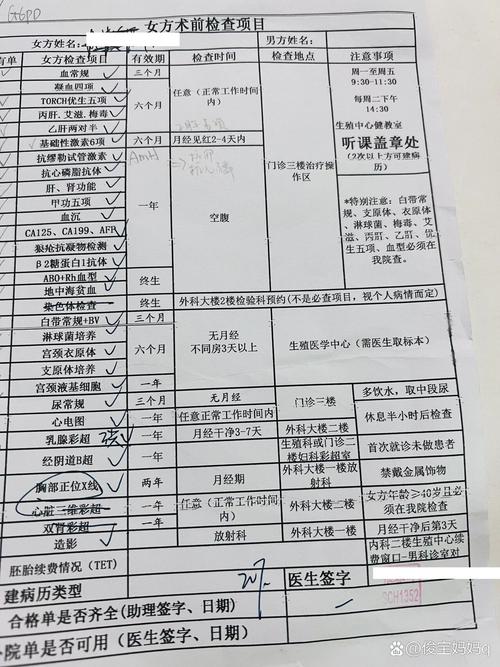 术前检查费用