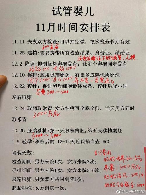 试管婴儿时间表